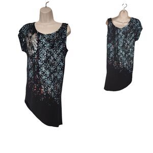 Adiktd Asymmetric Hem Mini Multicolor Black Dress Size Large